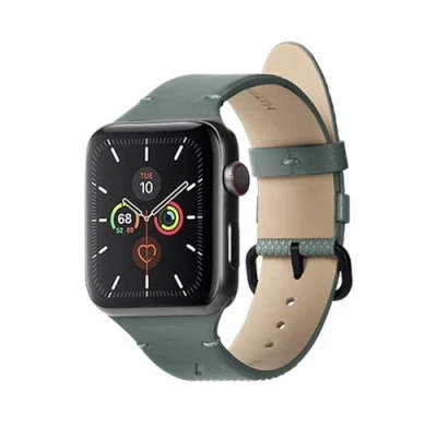 Image de Native Union Bracelet (Re) Classic pour Apple Watch 42/44/45 mm Matériaux d&#039;origine végétale Matériel en acier inoxydable avec doublure douce (Vert Ardoise)