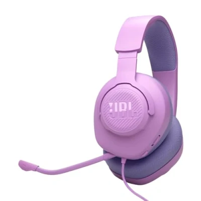 Image de JBL Quantum 100M2 Casque gaming filaire circum auriculaire avec microphone amovible, son QuantumSOUND Signature, câble jack 3,5mm, compatible de nombreuses plate formes, fonction mute, violet