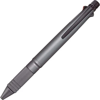 Image de Uni Jetstream 4&amp;1 Metal Edition, stylo à bille 0,5 mm (noir, rouge, bleu, vert) et porte mine mm, gris métallisé (MSXE52000A05.43)