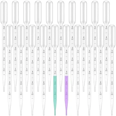 Image de 20 Pièces Pipette,Pipette Plastique,Pipette Graduée,Pipette de Transfert en Plastique,Compte gouttes 5ml,Transparent,pour D&#039;huiles Essentielles,Parfums,Liquides Divers (5ml)