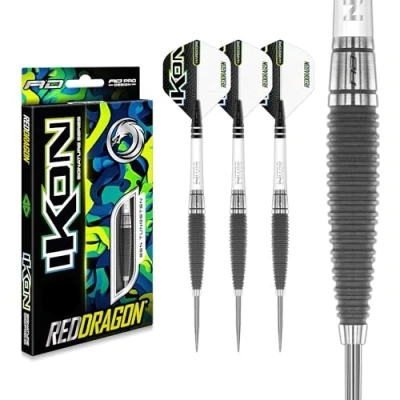 Image de RED DRAGON Ikon 1.1 23 Gramme Professionnel Tungstène Jeu de fléchettes Steeltip avec ailettes et tiges