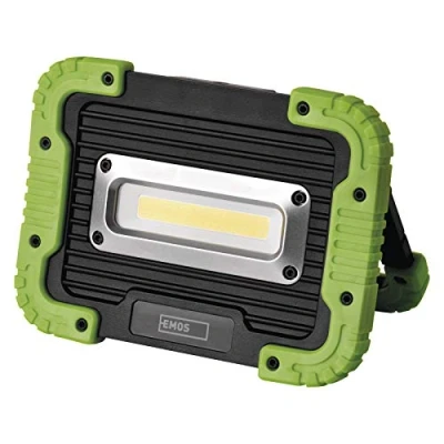Image de EMOS P4534 Lampe de Travail à LED Rechargeable Externe étanche 600 LM, portée 35 m, Batterie 3000 mAh avec 3,5 Heures d&#039;autonomie et câble USB, Plastique, Noir/Vert