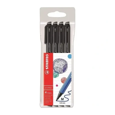Image de Stylo feutre STABILO pointMax Pochette x 4 stylos feutres pointe moyenne Noir