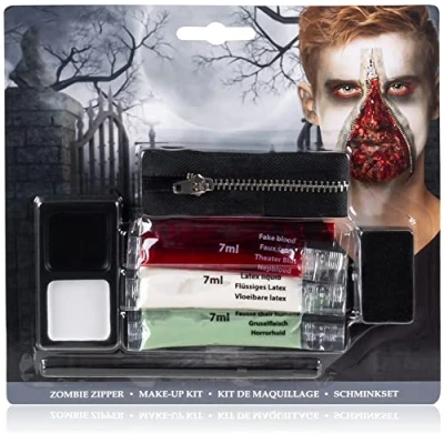 Image de com four® Ensemble de Maquillage Fermeture à glissière Zombie pour Un Tatouage Cool