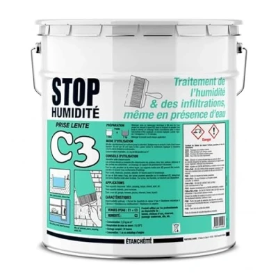 Image de enduit d&#039;étanchéité, de cuvelage, murs, maçonnerie, sous sols, bassins, piscines, cuves, anti infiltrations, C3 PROCOM 5 Kg