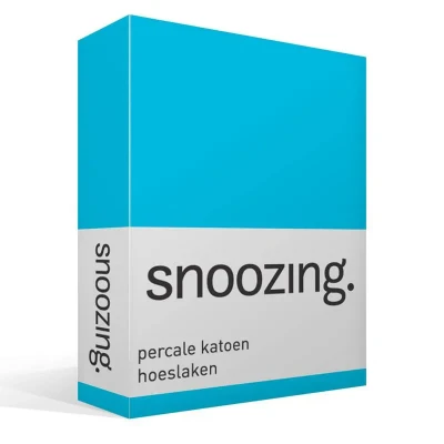 Image de Snoozing Drap Housse en Percale de Coton 160x200 cm Turquoise