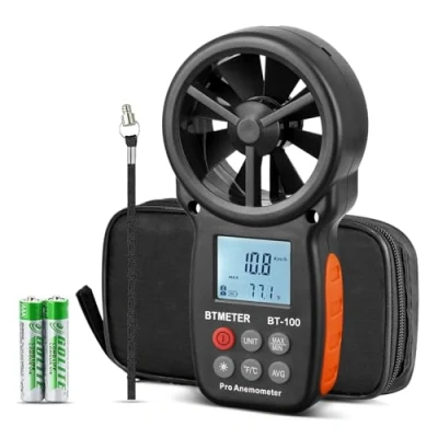 Image de Anémomètre numérique portatif BTMETER BT 100, mesure avec précision la température du vent CFM max/min/AVG, rétroéclairage LCD pour prise de vue, HVAC, vol drone