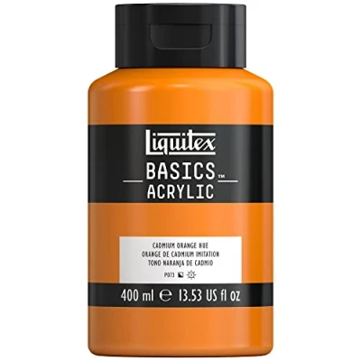 Image de Liquitex 8870317 Basics peinture acrylique, artistique monopigmentée, résistante à la lumière, qualité archive, finition satinée, pot De 400 ml Orange Cadmium Imitation