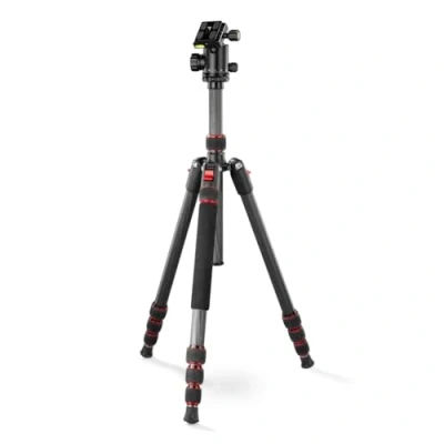 Image de Hama Ramble II Duo trépied pour Appareil Photo 2 en 1 avec Support téléphone Portable, Stable et léger Carbone, Extensible 3 Positions Max. 160 cm, tête sphérique rotative,
