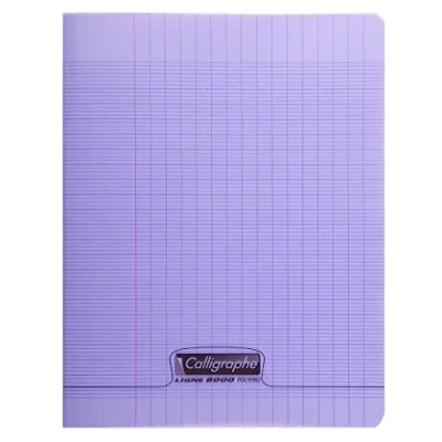 Image de Calligraphe 18177C Un Cahier Agrafé Violet (une Marque de Clairefontaine) 24x32 cm 48 Pages Grands Carreaux Papier Blanc 90 g Couverture Polypro Transparent