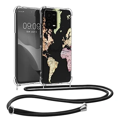 Image de kwmobile Coque Collier Compatible avec Xiaomi Redmi Note 12 5G / POCO X5 Housse en Silicone Cordon de Noir Multicolore Transparent