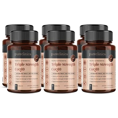 Image de CoQ10 300mg x 540 comprimés (6 bouteilles de 90 chacune Quantité pour 18 mois) avec la vitamine C et l&#039;extrait poivre noir. REF : CQ3x6