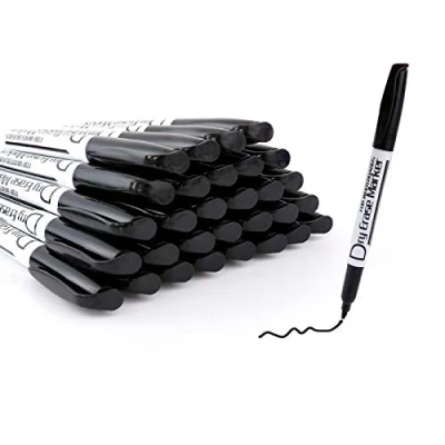 Image de Volcanics Lot de 36 marqueurs noirs effaçables à sec pour tableau blanc non toxique Pointe fine