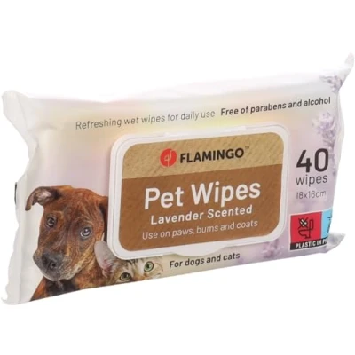 Image de FLAMINGO Lingettes nettoyantes universelles Neutre Reini 40pcs Convient aux Chiens et Chats avec Parfum de Lavande sans parabènes Alcool Nouveau Produit Populaire!