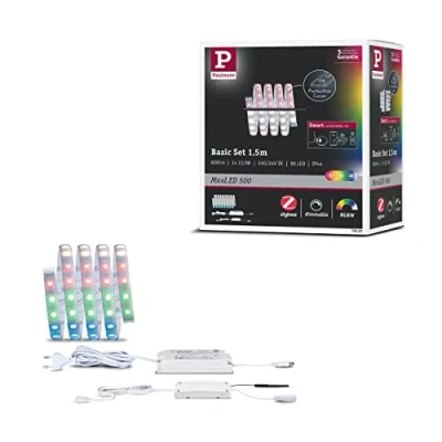 Image de Paulmann 78883 LED Strips MaxLED 500 kit de Base Zigbee Smart Home IP44 1,5m INCL. 1x14W Grad. RGBW Argent Plastique Bande Lumineuse 3000K, Matière, 13.5 W