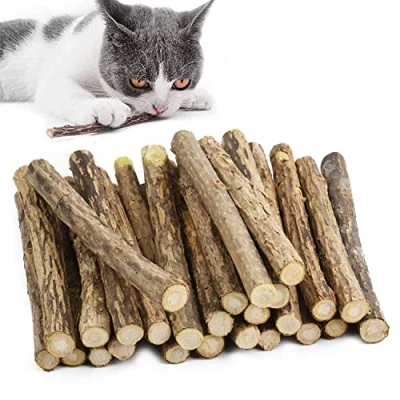 Image de Matatabi Baton Chat, 30 Bâtons Catnip Jouet Chat Chaton Cataire MâChonner Menthe Nettoyage des Dents Naturel Silvervine Soin Sain Dent Chat,Jeux Stick Herbe a Chats