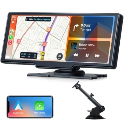 Image de Volam 9.26 Pouces Ecran Carplay Voiture avec sans Fil Android Auto, Tactile, iOS Lien Miroir, GPS Navigation, Siri, G00gle Assistant Vocal, Bluetooth 5.0, Aux, FM