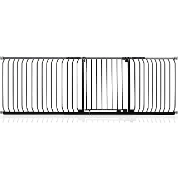 Image de Safetots Barrière de sécurité Elite, 234cm 243cm, Noir Mat, d&#039;escalier à Fixation par Pression, pour bébé Portes, couloirs et espaces, Installation Facile