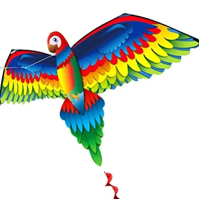 Image de Perroquet de cerf Volant 3D, Ensemble Volant, à Une Seule Ligne avec des voiles colorées en Polyester Haute qualité queues, et poignée, pour Enfants