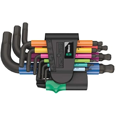 Image de Wera 950/9 Hex Plus Multicolour 2 Jeu de Clés Mâles Coudées, Syst. Métrique, Blacklaser, 9 Pièces Noir