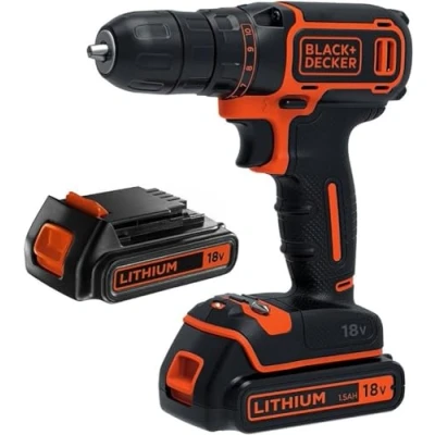 Image de Black &amp; Decker BDCDC18B QW Perceuse visseuse 18 V avec 2 batteries 1,5 Ah