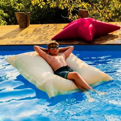 Image de LIVEDECO Pouf Géant XXL Déhoussable, Flottant pour Piscine, Beige Pool BiG52