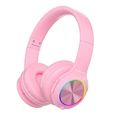 Image de Casque Bluetooth Sans Fil pour Enfants, PowerLocus Casques Enfant avec Lumières LED, HD Stéréo, USB C Recharge Rapide, Micro intégré, Pliable, SD mode et Filaire iPhone/Tablettes/TV