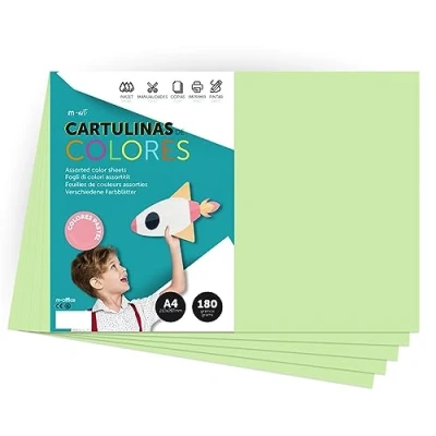 Image de Papier cartonné couleur pastel A4, feuilles colorées 180 g pour l&#039;artisanat, imprimer vos documents et dessins créatifs, A4 · m office (x250, vert clair)