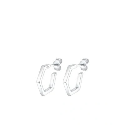 Image de Elli Creole Hexagon GEO Minimal Boucles d&#039;oreilles, Femme, Taille: One Size, Silver