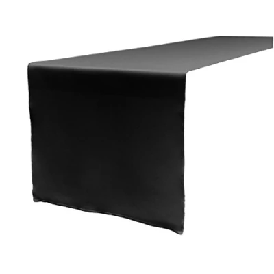 Image de La Lin Popeline de Polyester Chemin Table, Polyester, Noir, 35.56 x 274.3 0.04 cm