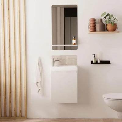 Image de MOB IN Lave Mains Blanc Lisa avec Miroir