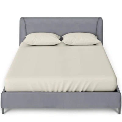Image de GC GAVENO CAVAILIA Drap Housse en Percale de lit uni Ultra Doux 25 cm élastique Polycoton Infroissable Crème
