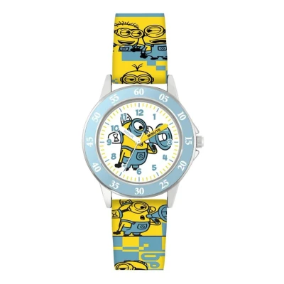 Image de Accutime Minions DMF4107 Montre d&#039;apprentissage de l&#039;heure avec bracelet en silicone jaune, Moderne