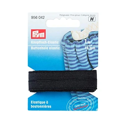 Image de Prym Buttonhole Elastic Smooth Tape Woven 18 mm Black