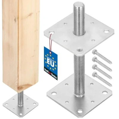 Image de KOTARBAU® Support De Poteau réglable 110 mm x 250 Filetage M24 Pied Bois En Hauteur Sol Galvanisé