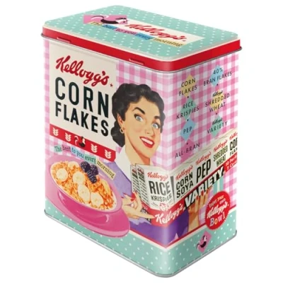 Image de Nostalgic Art Boîte de Conservation rétro L, Kellogg&#039;s Happy Hostess Idée Cadeau pour Cuisine, Grande récipient métallique, 3 l