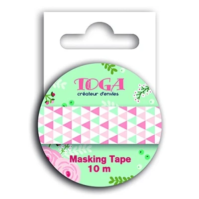Image de Toga MT88 Ruban de Masquage Triangles Washi Tape Vert/Rose 5,5 x 7 1,5 cm
