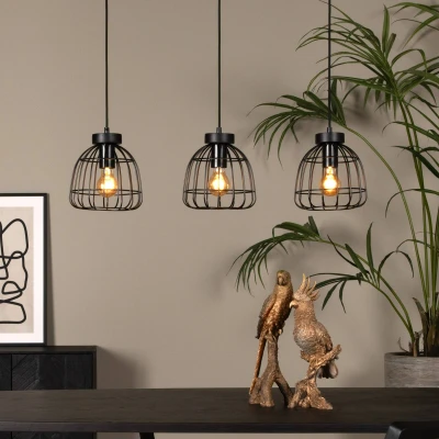 Image de Lucide Suspension Filox, noire, à 3 lampes, allongée