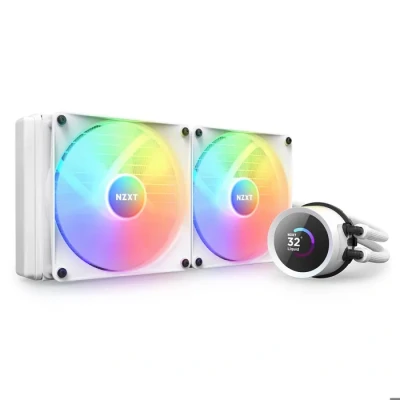 Image de NZXT Kraken 280 RGB RL KR280 W1 Refroidisseur pour processeur AIO de mm Écran LCD carré 1,54 pouce personnalisable les images, indicateurs performance, etc. Blanc