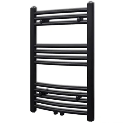 Image de vidaXL Sèche Serviettes Porte Serviette à Rails incurvés Noirs 500x764 mm
