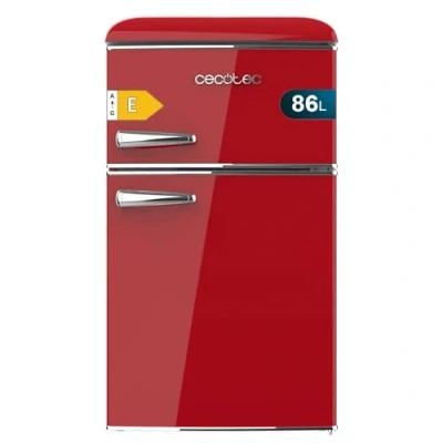 Image de Cecotec Réfrigérateur Congélateur Bolero CoolMarket 2D Origin 86 Red E. L, Clayettes en Verre et Tiroir à Légumes, Classe E, Total No Frost, Contrôle de la Température, Lumière LED, Rétro