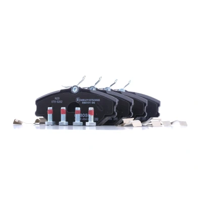 Image de BOSCH 0 986 494 656 Jeu de plaquettes frein Low Metallic avec tôle anti bruit ressort RENAULT: MEGANE 1 Cabriolet, CLIO 2,