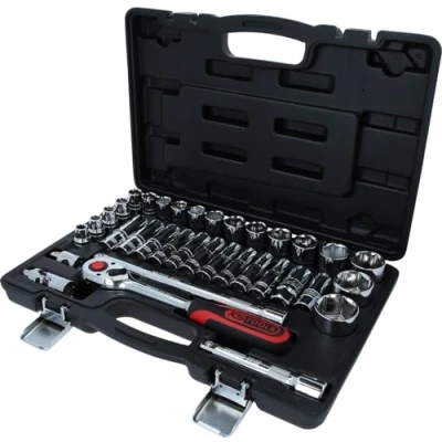 Image de KS Tools 918.0635 Coffret de douilles 1/2&quot; 10 à 34 mm CHROMEplus 35 pcs, Rot, Schwarz