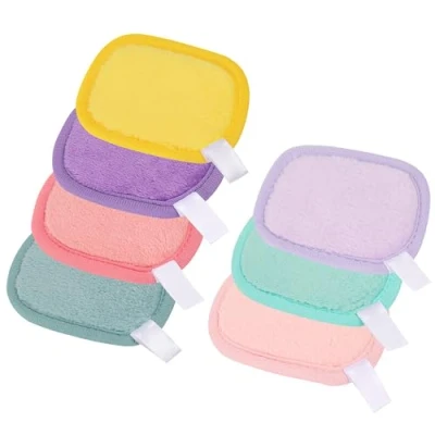 Image de SHUBEIEUMI Lot de 7 Pads Démaquillants Lavables et Réutilisables, Chiffons Réutilisables Douce, pour le Visage, les Yeux, lèvres