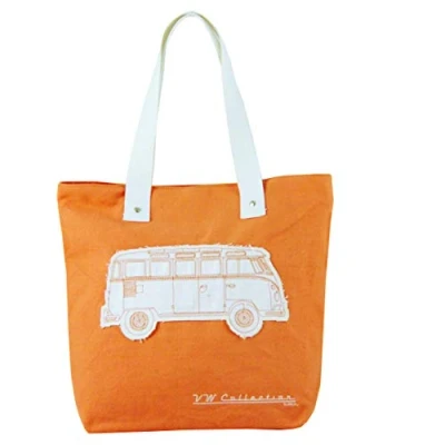 Image de BRISA VW Collection Volkswagen Combi Bus T1 Camper Van Sac à provisions en Coton (Canvas), Tote Bag, Sachet main, Sacoche de plage, Cabas, Shopper Bag (Orange)