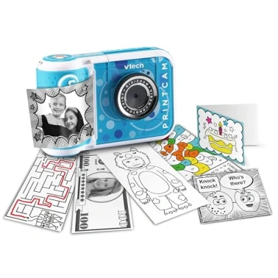Image de Vtech KidiZoom Print Cam Bleu Appareil photo instantané Pour enfants avec fonction impression, selfie et vidéo, effets, jeux, etc. de 4 à 12 ans
