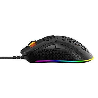 Image de DELTACO Souris Gamer Ultralégère RGB Personnalisable et 7 Boutons Programmables avec Logiciel, de Jeu, 70g, DPI/PPP 400/800/1200/1600/3200/6400, Windows 7/8/10, Polling Rate 1000 Hz, Noir