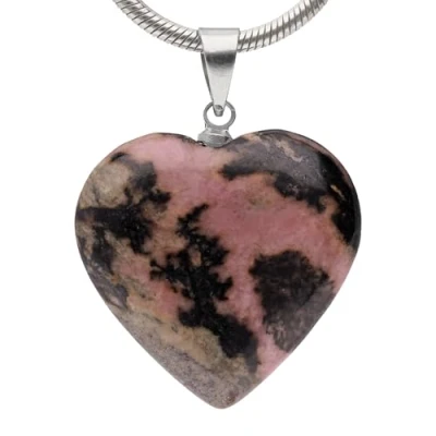Image de Lebensquelle Plus Pendentif en forme de Cœur rhodonite Pierre précieuse 2 x cm avec œillet, semi précieuse,