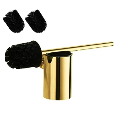 Image de BGL Brosse WC Murale dorée en Acier Inoxydable Rond pour Salle de Bain (doré)