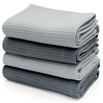 Image de Torchons de Cuisine, Torchon Vaisselle 45x65cm, Lot 4 Essuie Main Cuisine 100% Coton, en Coton durables et Super absorbants